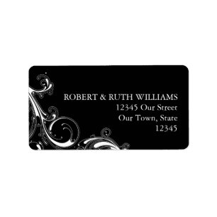 Filigree Swirl Black w/White Label