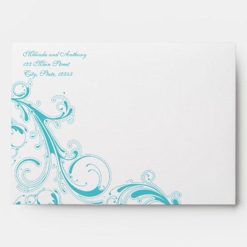 Filigree Swirl Blue Curacao 5x7 A7 Envelope
