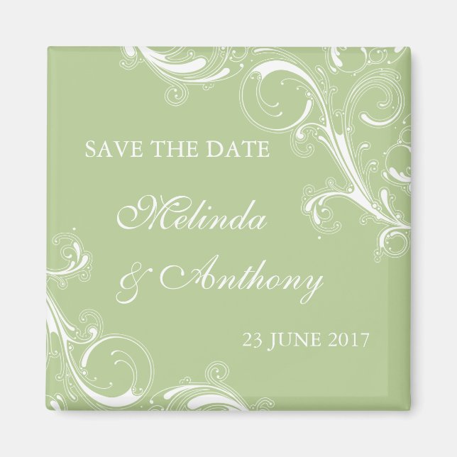 Filigree Swirl Green Magnet (Front)