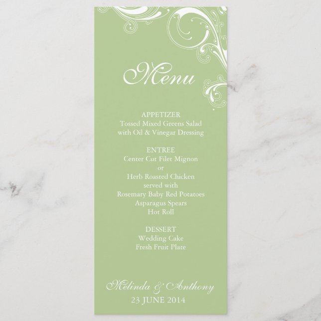 Filigree Swirl Greenery Menu (Front)