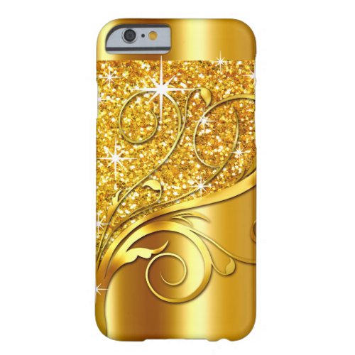Filigree Vines Glitter Metal  gold metallic Barely There iPhone 6 Case