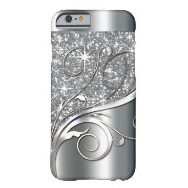 Filigree Vines Glitter Metal | silver metallic Barely There iPhone 6 Case