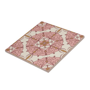 Filigree Wreath Ceramic Tile - Pink