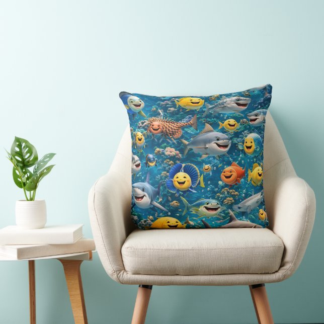 Filing sea creatures decorative throw pillow (Chair)