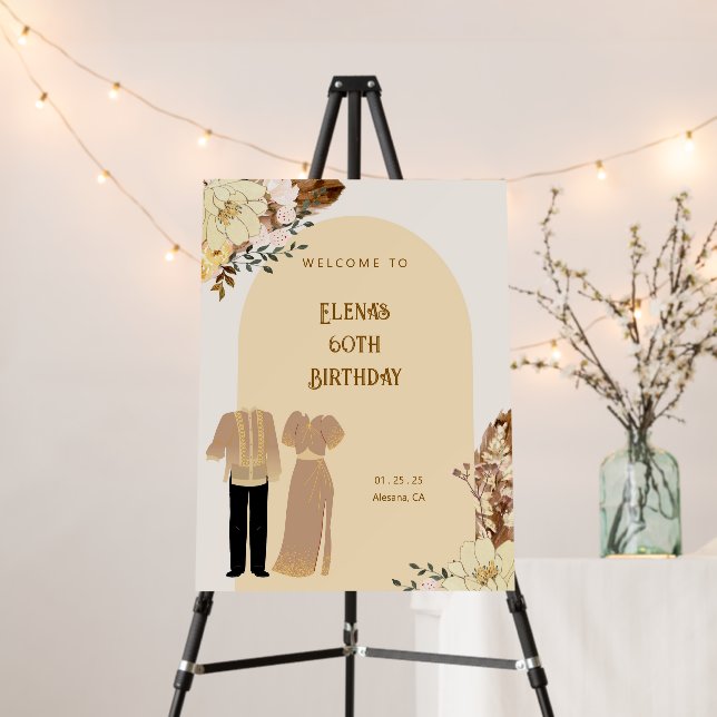 Filipiniana Birthday Welcome Party Sign Filipino (In Situ (Stand))