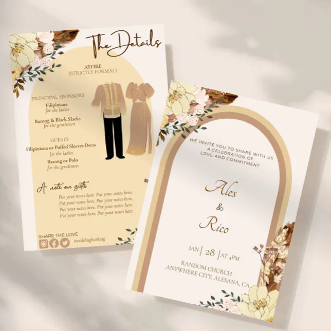 Filipiniana Filipino Wedding Invitation Boho | Zazzle