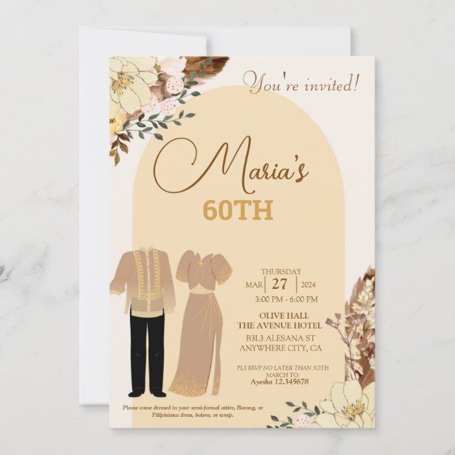Filipiniana Theme Birthday Invitation Filipino  (Front)