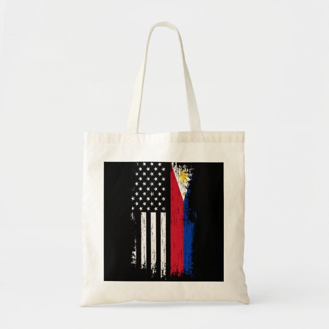 Filipino American Flag Pride Philippines Tote Bag (Front)
