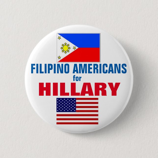 Filipino Americans for Hillary 2016 Pinback Button (Front)