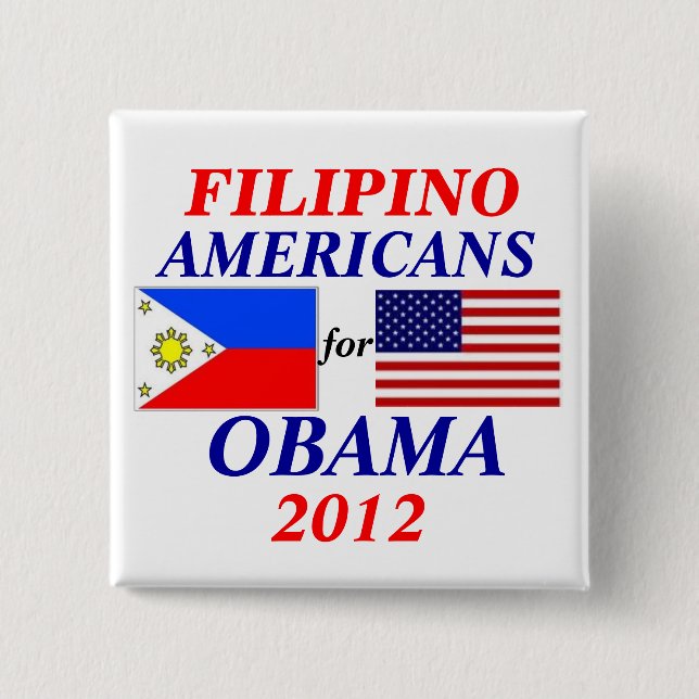 Filipino americans for Obama Button (Front)