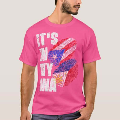 Filipino And Puerto Rican DNA Mix Flag Heritage T_Shirt