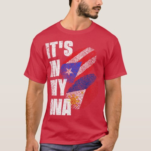 Filipino And Puerto Rican DNA Mix Flag Heritage T_Shirt
