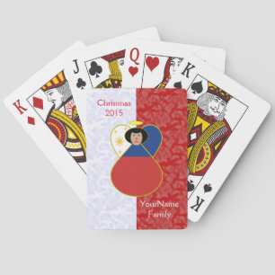 Filipino Angel Black Hair Dressed in Flag Poker Cards