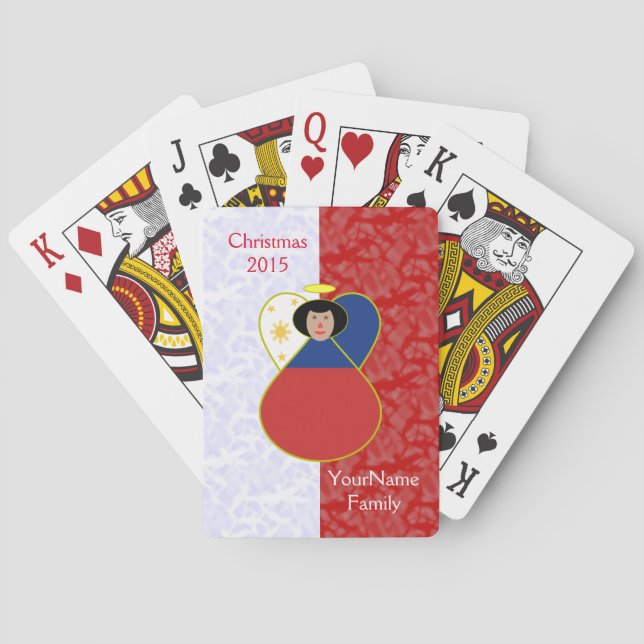 Filipino Angel Black Hair Dressed in Flag Poker Cards (Back)