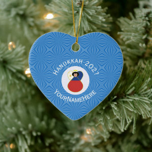 Filipino Angel Hanukkah Flag Personalized Ceramic Ornament