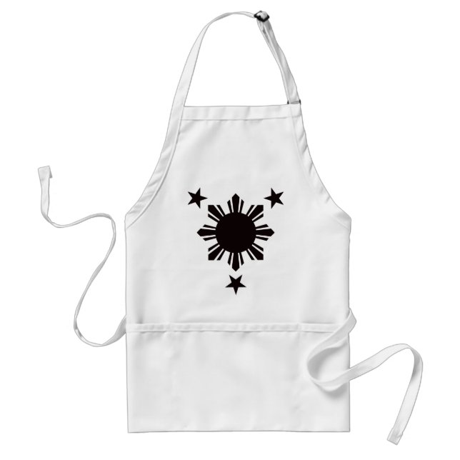 Filipino Basic Sun and Stars - Black Adult Apron (Front)