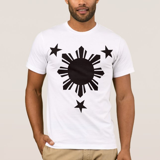 Filipino Basic Sun and Stars - Black T-Shirt (Front)