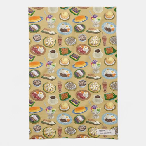 Filipino Breakfast and Meryenda Snacks Pattern Kitchen Towel