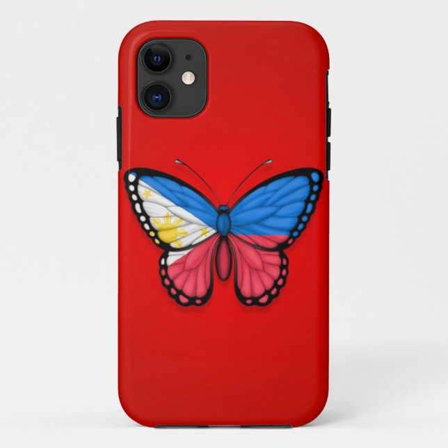 Filipino Butterfly Flag on Red Case-Mate iPhone Case (Back)