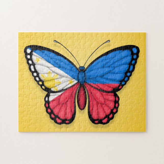 Filipino Butterfly Flag on Yellow Jigsaw Puzzle (Horizontal)