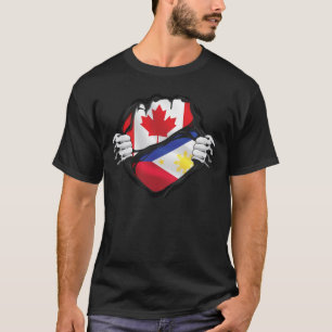 Filipino Canadian Hands Ripped Roots Flag T-Shirt