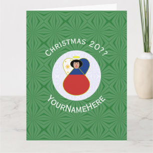 Filipino Flag Angel Christmas Personalized Card