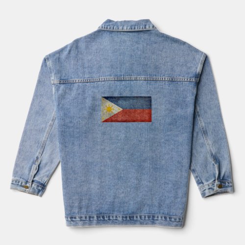 Filipino Flag of Philippines in Grungy Style  Denim Jacket