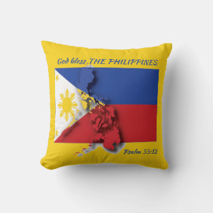 FILIPINO FLAG Philippines Scripture Custom YELLOW Throw Pillow