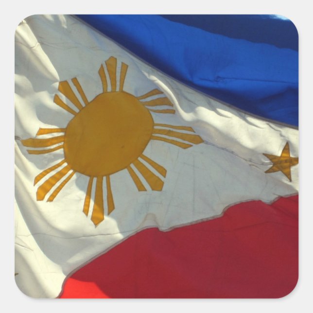 filipino flag square sticker (Front)