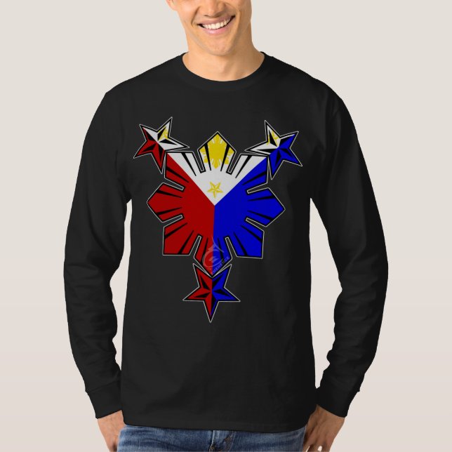 Filipino Flag Sun and Stars Long Sleeve Shirt (Front)