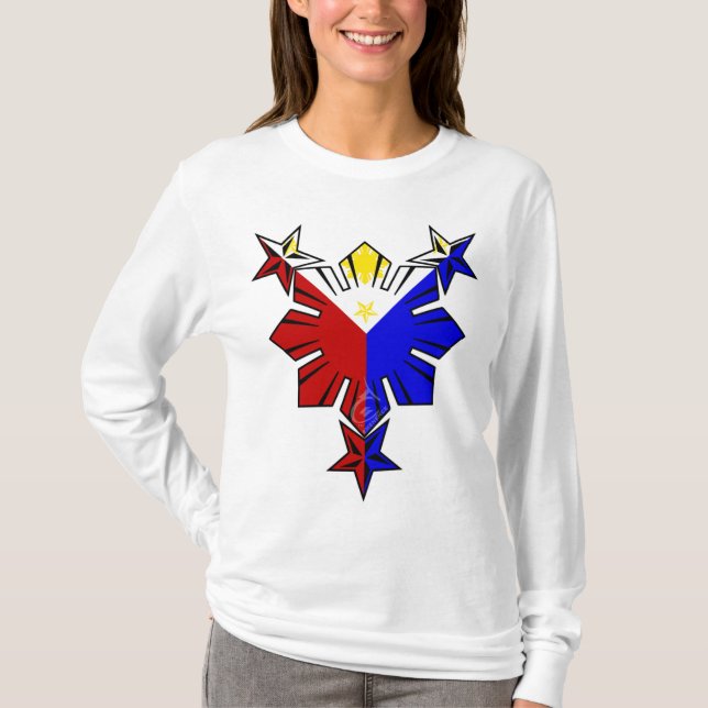 Filipino Flag Sun and Stars Long Sleeve Shirt (Front)
