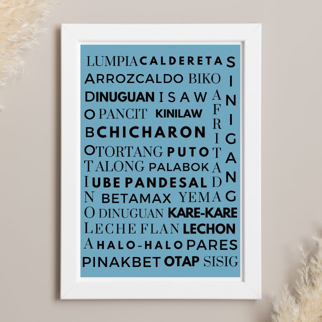 Filipino Food Blue & Black Typography Poster (Creator Uploaded)