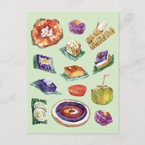 Filipino Food Delicacies in Watercolor Pinoy Postcard