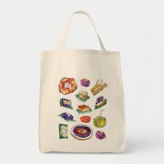 Filipino Food Delicacies in Watercolor Pinoy Tote Bag