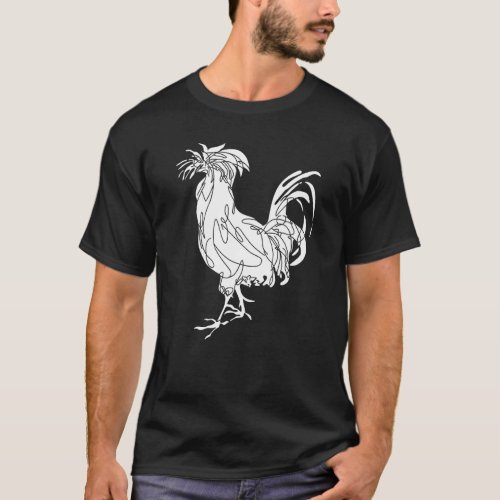 Filipino Gamecock Cockfighting Fowl White Rooster  T_Shirt