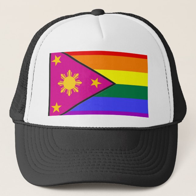 Filipino GLBT Pride Flag Trucker Hat (Front)
