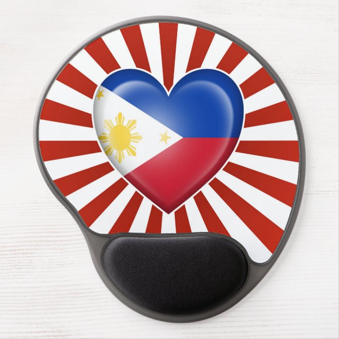 Filipino Heart Flag with Star Burst Gel Mousepads