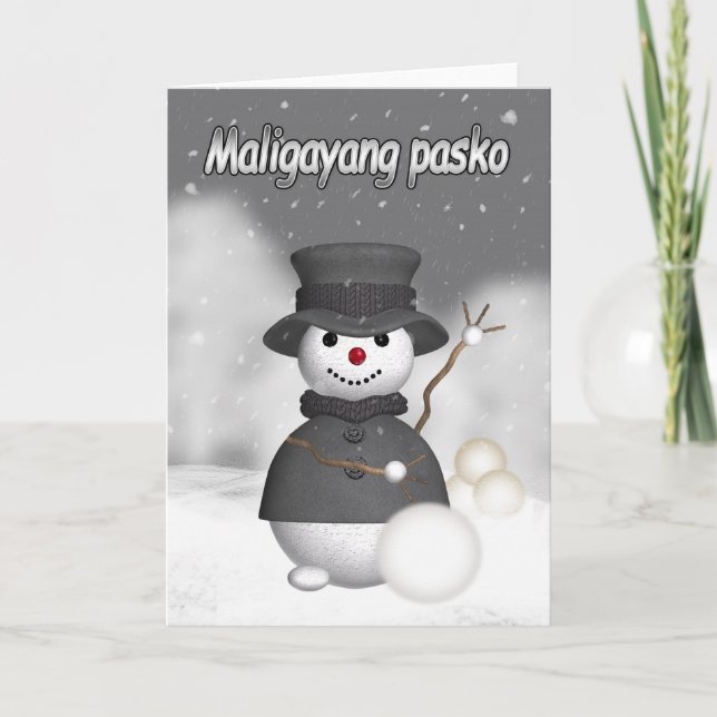 Filipino holiday card with modern stylish snoman (Front)
