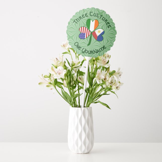 Filipino Irish American Flags Shamrock Personalize Balloon (Vase)