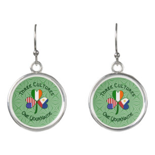 Filipino Irish USA Shamrock Flag Personalized  Earrings