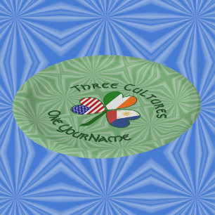 Filipino Irish USA Shamrock Flag Personalized  Paper Plates