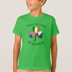 Filipino Irish USA Shamrock Flag Personalized T-Shirt