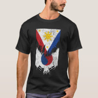Filipino Korean Flags Ripped Torn Philippines Sout