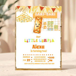 Filipino Little Lumpia Theme Birthday Invitation