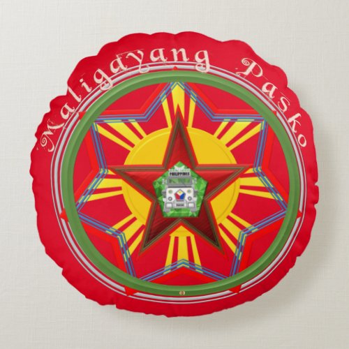 Filipino Parol Jeepney Philippines Flag Round Pillow