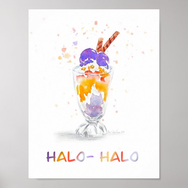 Filipino / Philippine Halo Halo Watercolor Print (Front)