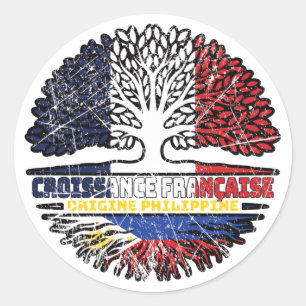 Filipino Philippines French France Tree Roots Flag Classic Round Sticker