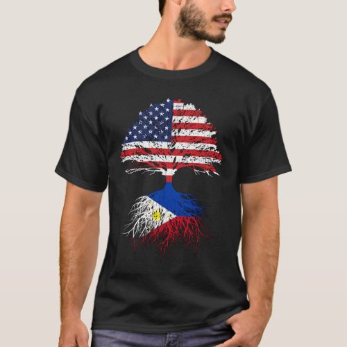 Filipino Roots American Grown Philippines Flag Gif T_Shirt