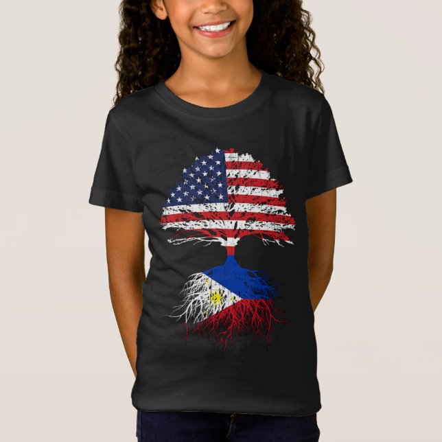Filipino Roots American Grown Philippines Flag Gif T-Shirt (Front)