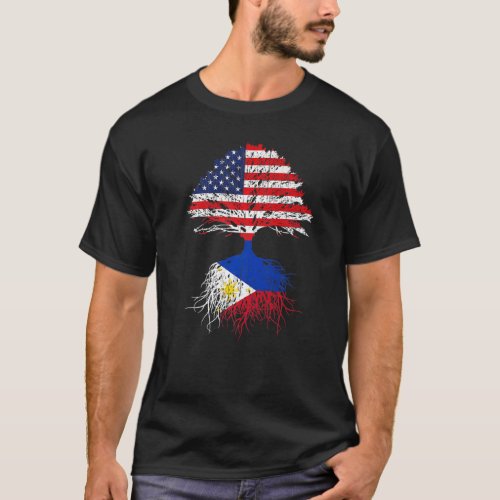 Filipino Roots American Grown Philippines Usa Tree T_Shirt